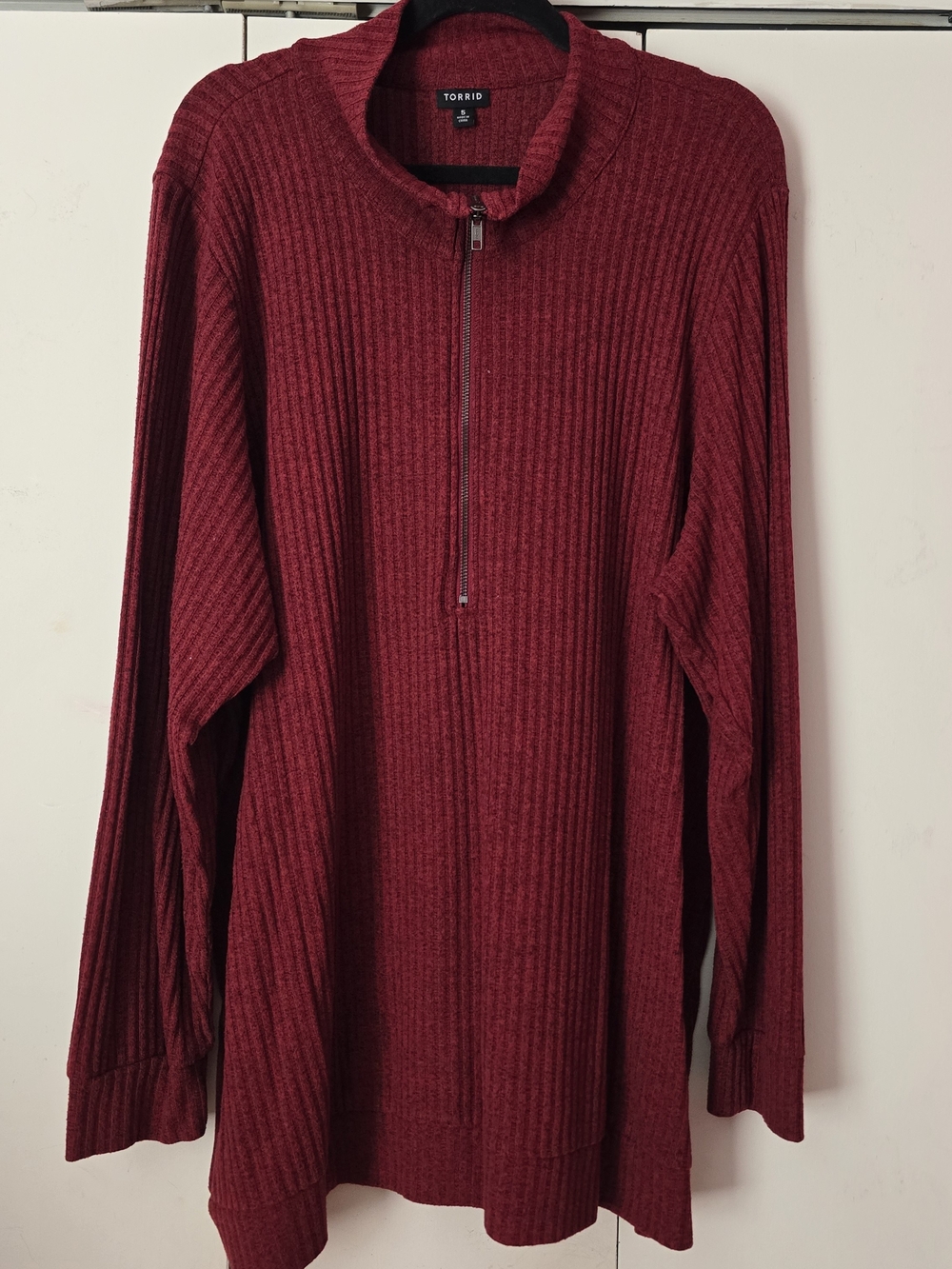 Torrid Women's Ribbed Half-Zip Sweater - Deep Red Size 5